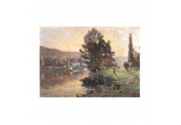 La malul lacului - tablou pe sevalet