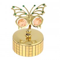 "Golden butterfly" Caseta muzicala aurie cu cristale Swarovski