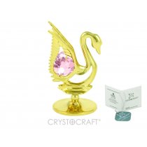 Lebada aurie cu cristal Swarovski roz