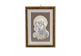 Icoana argintata inramata cu Fecioara Maria si Pruncul 25*19 cm