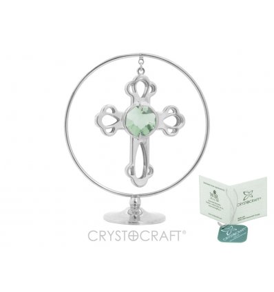 Cruciulita cu cristale Swarovski, placata cu aur