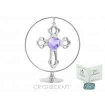 "Circle of faith" Cruciulita argintie si Swarovski Blue