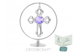 "Circle of faith" Cruciulita argintie si Swarovski Blue