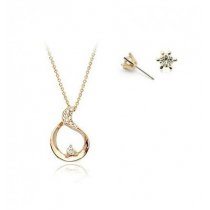 Crystal Gold - set cercei si colier placate cu aur