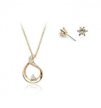 Crystal Gold - set cercei si colier placate cu aur