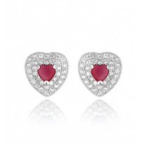 Cercei din argint Red Diamond Heart