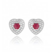 Cercei din argint Red Diamond Heart