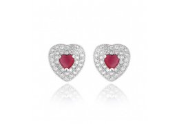 Cercei din argint Red Diamond Heart