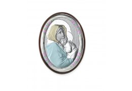 Icoana argintata color Maica Domnului si Pruncul 18*13 cm