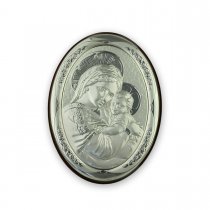 Icoana argintata Maica Domnului si Pruncul 10x7.5 cm