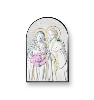 Icoana argintata color Sacra Familie 12*8 cm