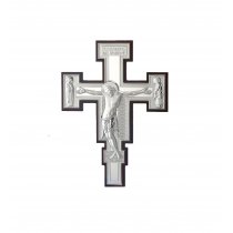 Crucifix argintat  Iisus pe suport de lemn 25*19 cm