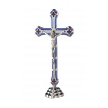 Statueta crucifix argintat Iisus pe suport metalic 15*8 cm