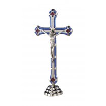 Statueta crucifix argintat Iisus pe suport metalic 15*8 cm