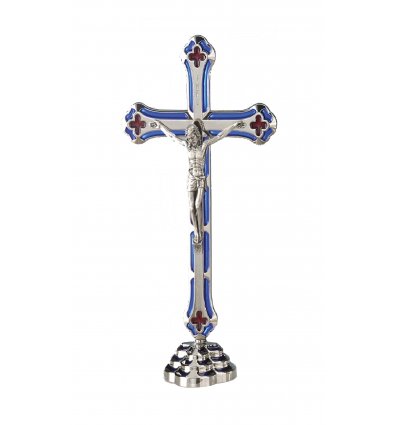 Statueta crucifix argintat Iisus pe suport metalic 15*8 cm