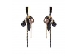 Cercei Black Flakes cu cristale - PARURE Milano