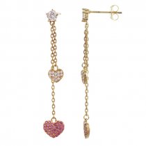 Cercei Argint 925% placati cu aur rose, decorati cu cristale cubic zirconia "Love is Life"