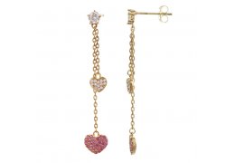 Cercei Argint 925% placati cu aur rose, decorati cu cristale cubic zirconia "Love is Life"