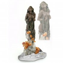 Modesty - Statueta din bronz pe suport din roca, cristale si cytrine