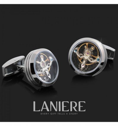 Butoni Tourbillon Silver cu mecanism de ceas - LANIERE