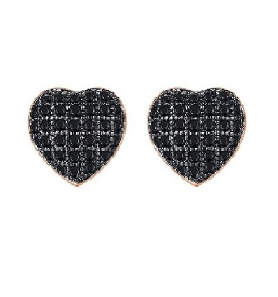 Cercei cu cristale Swarovski Elements Black Heart