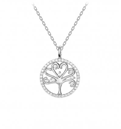 Colier din argint 925 cu cristale cubic zirconia Tree Of Life Silver