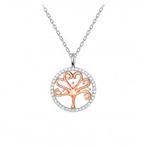 Colier din argint 925 cu cristale cubic zirconia Tree Of Life Rose