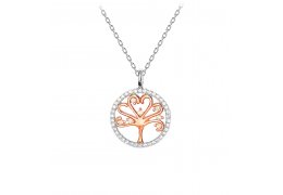 Colier din argint 925 cu cristale cubic zirconia Tree Of Life Rose