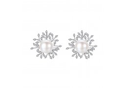 Cercei din argint Luxury Silver Snow Flake and Pearl