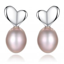 Cercei din argint decorati cu perla Sweet Pink