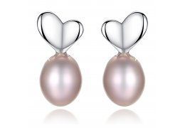 Cercei din argint decorati cu perla Sweet Pink