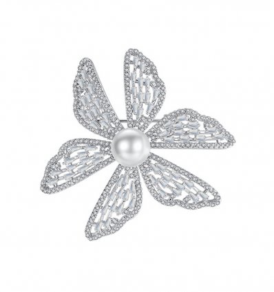 Brosa Shiny Crystal Flower cu cristale cubic zirconia