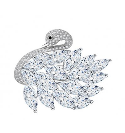 Brosa cu cristale cubic zirconia Elegant Swan