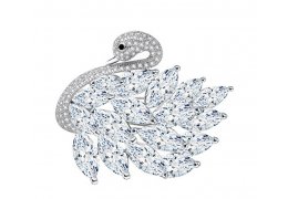 Brosa cu cristale cubic zirconia Elegant Swan