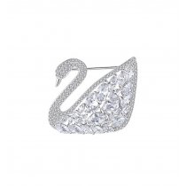 Brosa Delicate Swan cu cristale cubic zirconia