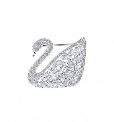 Brosa Delicate Swan cu cristale cubic zrconia