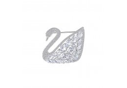 Brosa Delicate Swan cu cristale cubic zirconia