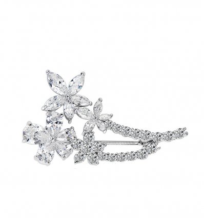 Brosa Imperial Flowers cu cristale cubic zirconia