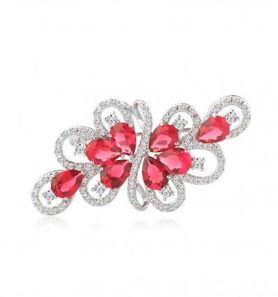 Brosa Red Passion cu cristale cubic zirconia