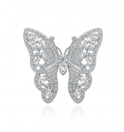 Brosa Discret Butterfly decorata cu cristale cubic zirconia