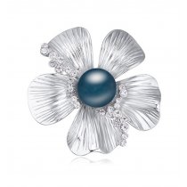 Brosa cu cristale austriece Blue Pearl