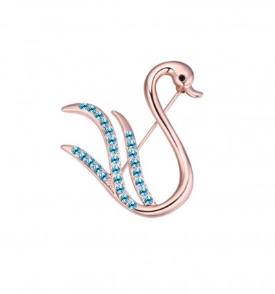 Brosa cu cristale austriece Turquoise Crystals Swan