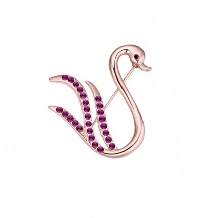 Brosa cu cristale austriece Fuchsia Crystals Swan