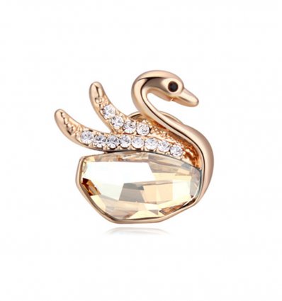 Champagne Gold Swan - Brosa cu cristale austriece