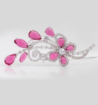 Brosa cu cristale cubic zirconia Pink Blossom