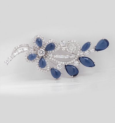 Brosa cu cristale cubic zirconia Blue Blossom