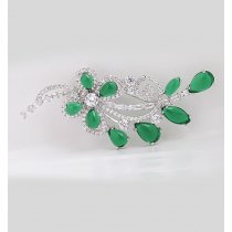 Brosa cu cristale cubic zirconia Green Blossom