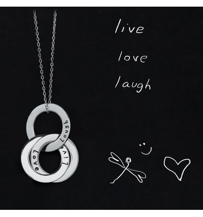 Colier din argint „Live. Love. Laugh” SMALL - Wear your feelings! LANIERE Life