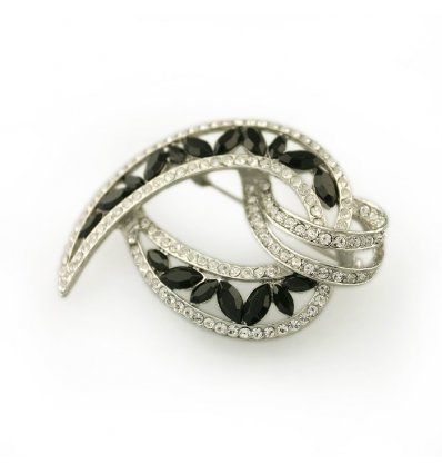 Brosa cu Cristale Swarovski albe si negre