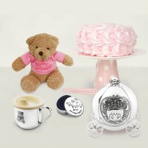 Set 4  cadouri de botez din argint "Tiny Princess"